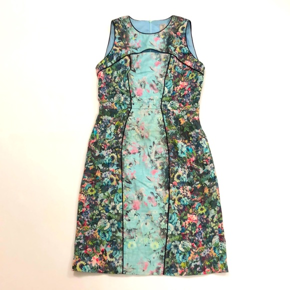 Tristan Dresses & Skirts - Tristan 1 Dress Floral light blue multi Cutout split hem Excellent Condition